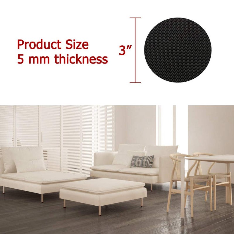 Yelanon Non Slip Furniture Pads -16pcs 3" Furniture Grippers, Non Skid for Furniture Legs,Self Adhesive Rubber Furniture Feet, Anti Slide Furniture Hardwood Floors Protectors for Keep Couch Stoppers - Image 2
